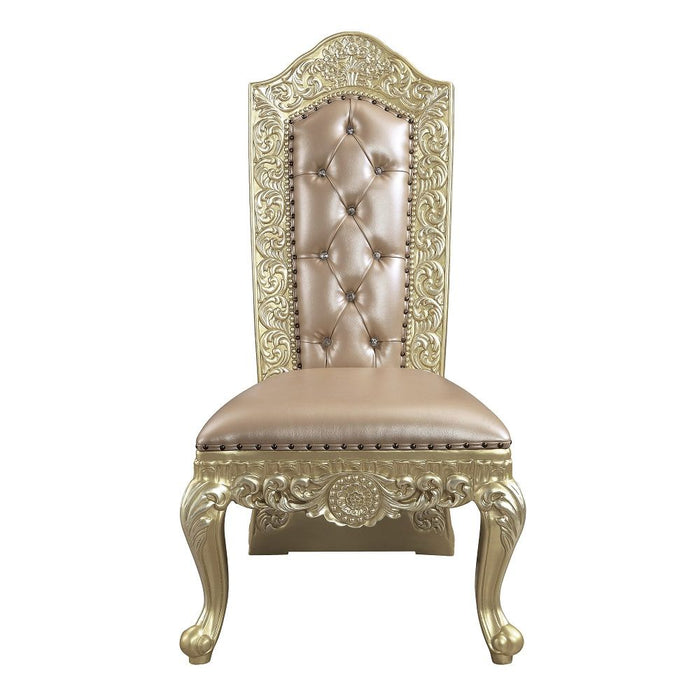 Vatican - Side Chair Set of 2) - Synthetic Leather & Champagne Silver