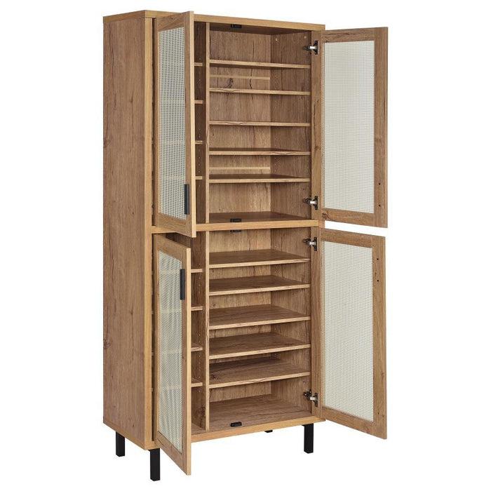 Teller - 4-Door Tall Shoe Storage Cabinet - Natural Oak