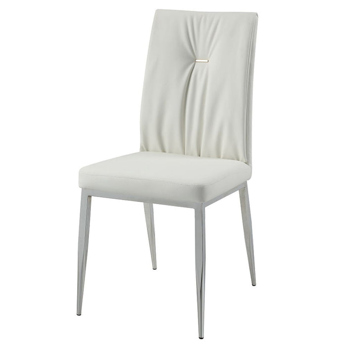 Kamaile - Side Chair Set of 2) - Beige Synthetic Leather & Chrome