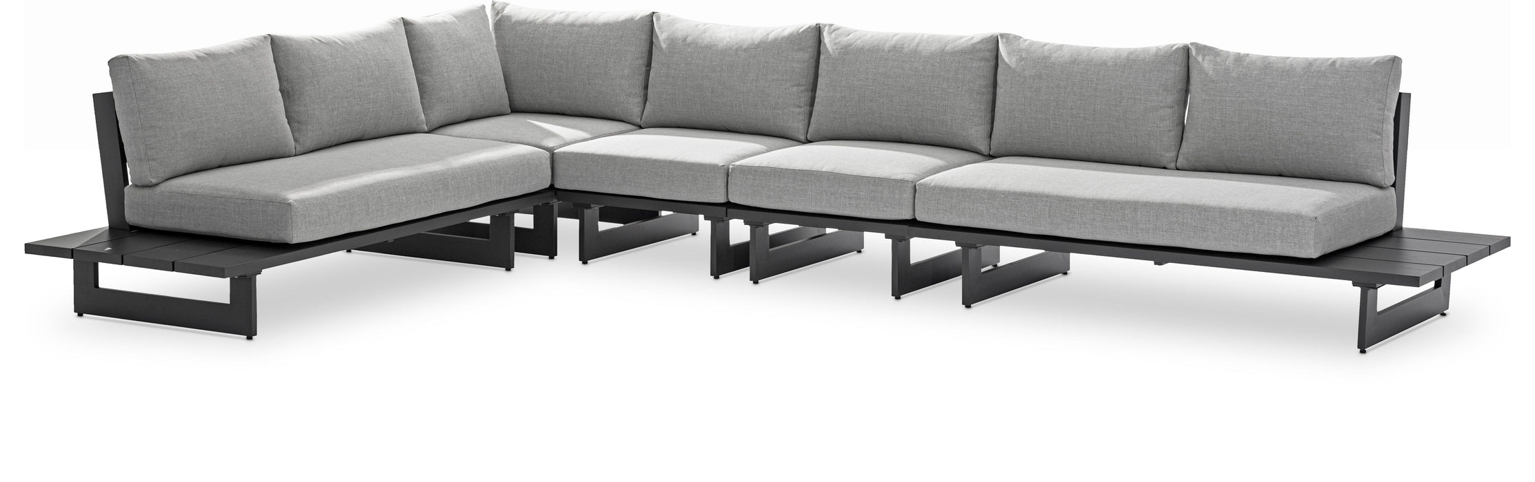 Maldives - 5 Piece Water Resistant Outdoor Patio Modular Sectional With Gray Base