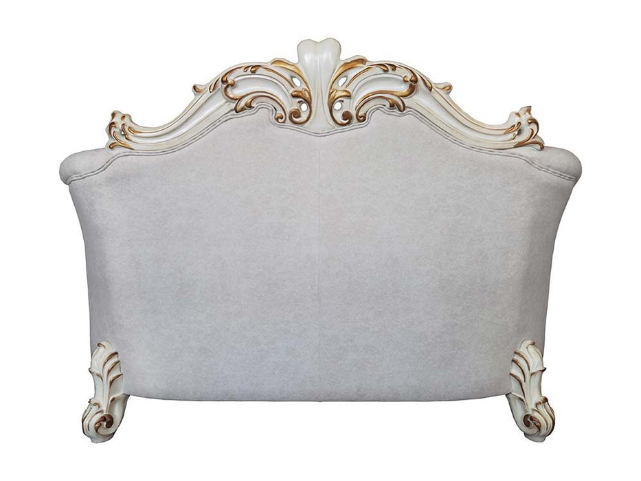 Vendome II - Loveseat With 4 Pillows - Two Tone Ivory Fabric & Antique Pearl