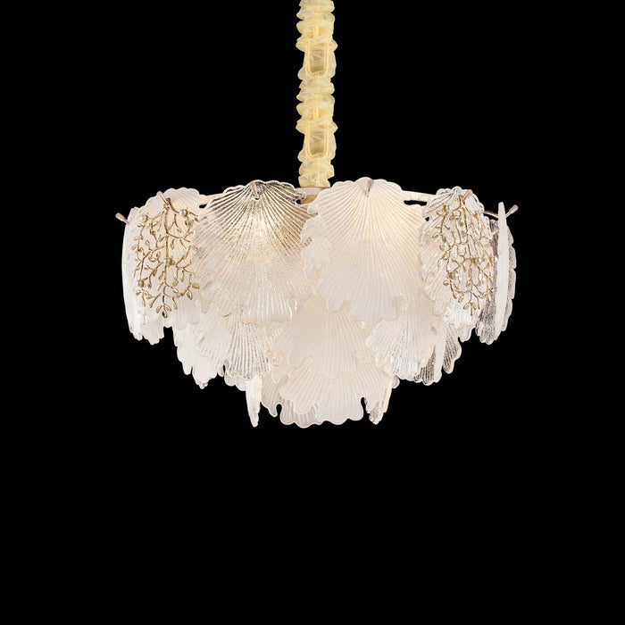 Michael Amini Lighting - Almara 7-Light Frosted Glass Chandelier - Frost / Gold
