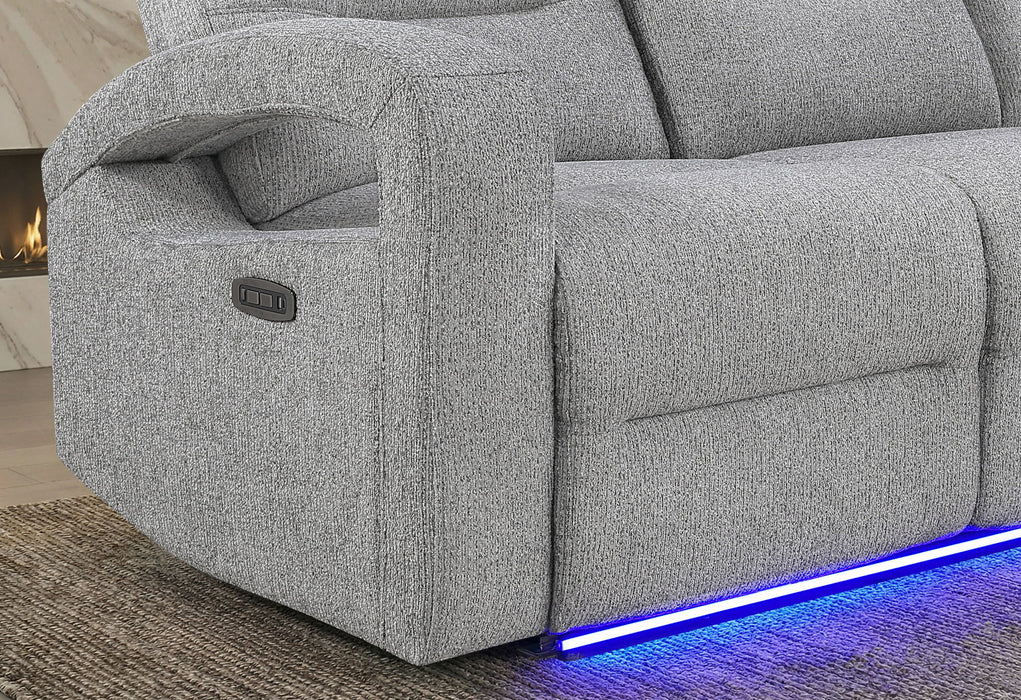 U6611 - Power Console Reclining Loveseat With LED - Dark Gray