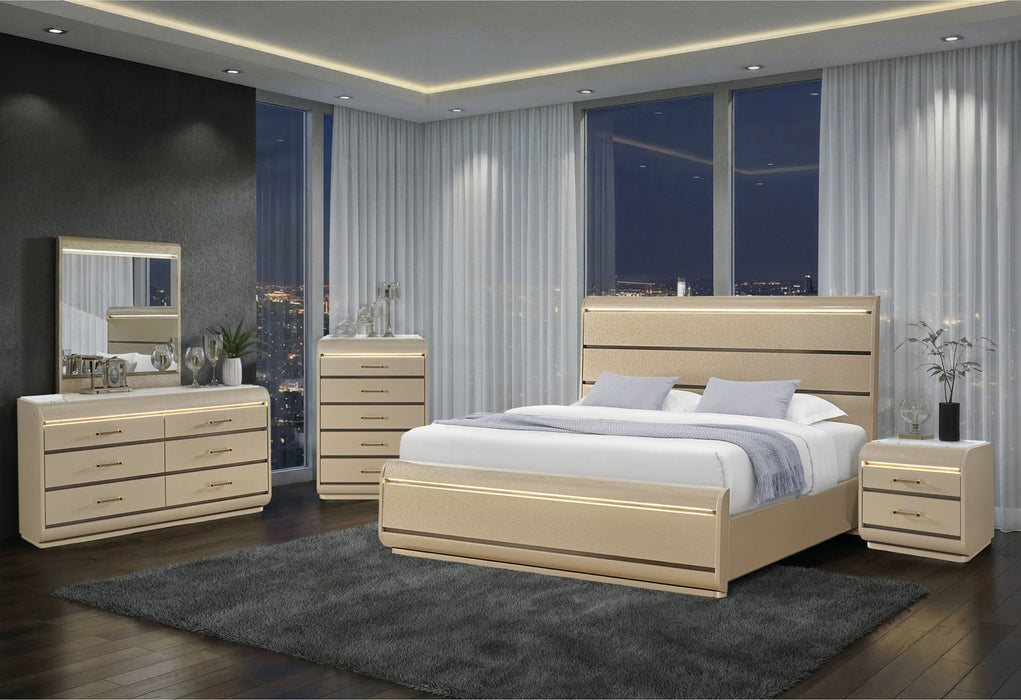 Genesis - Nightstand With LED - Gold