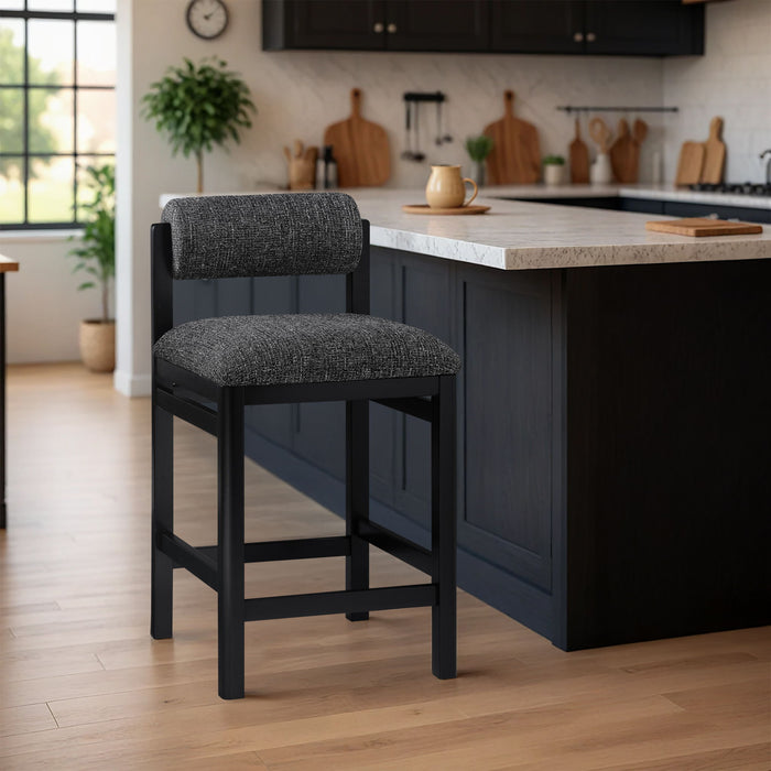 Roundhill - Fabric Counter Stool - Black Frame
