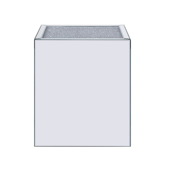 Noralie - End Table With Open Storage Compartment - Clear Glass, Mirrored & Faux Diamonds