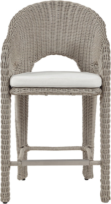 Seacrest - Olefin Water Resistant Fabric And Wicker Outdoor Patio Bar Stool