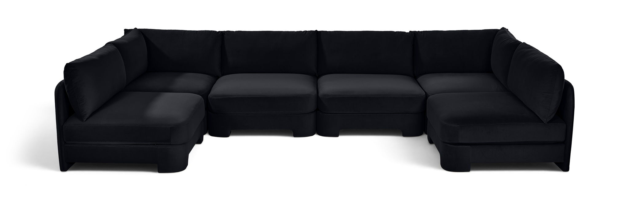 Hammond - Velvet Performance Fabric Upholstered 6 Piece U-Shaped Armless Sectional