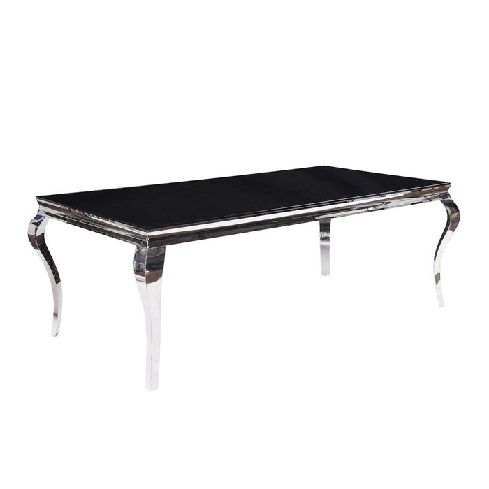 Fabiola - Dining Table - Black Glass Top & Stainless Steel