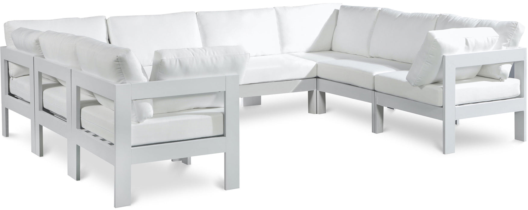 Nizuc - Outdoor Patio 8 Piece Modular Sectional With White Frame