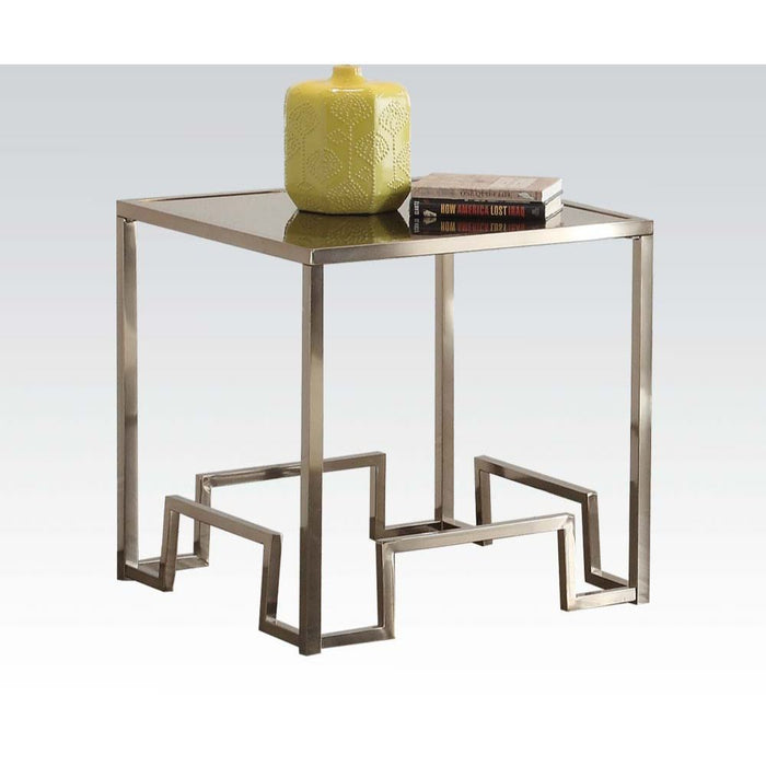Damien - End Table - Clear Glass & Champagne