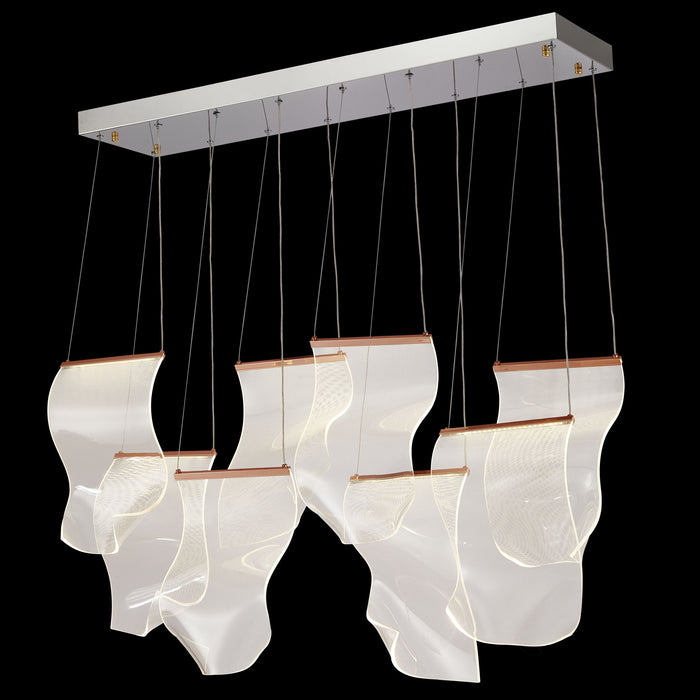 Michael Amini Lighting - Sheer Waves 8-Light Modern LED Chandelier - Rose Gold