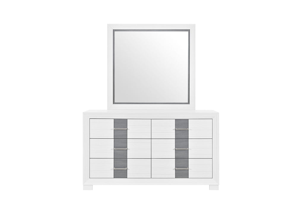 Optimus - 4 Piece Bedroom Set (Queen Bed, Dresser, Mirror, Nightstand) - White