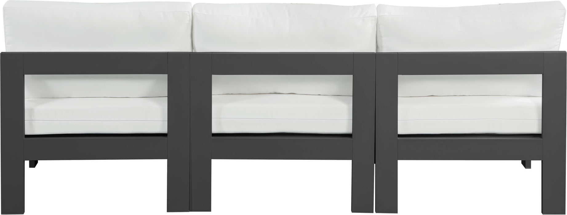 Nizuc - Outdoor Patio 3 Seat Armless Modular Sofa With Gray Frame