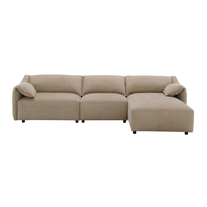 Veata - Sectional Sofa - Light Brown Suede Velvet