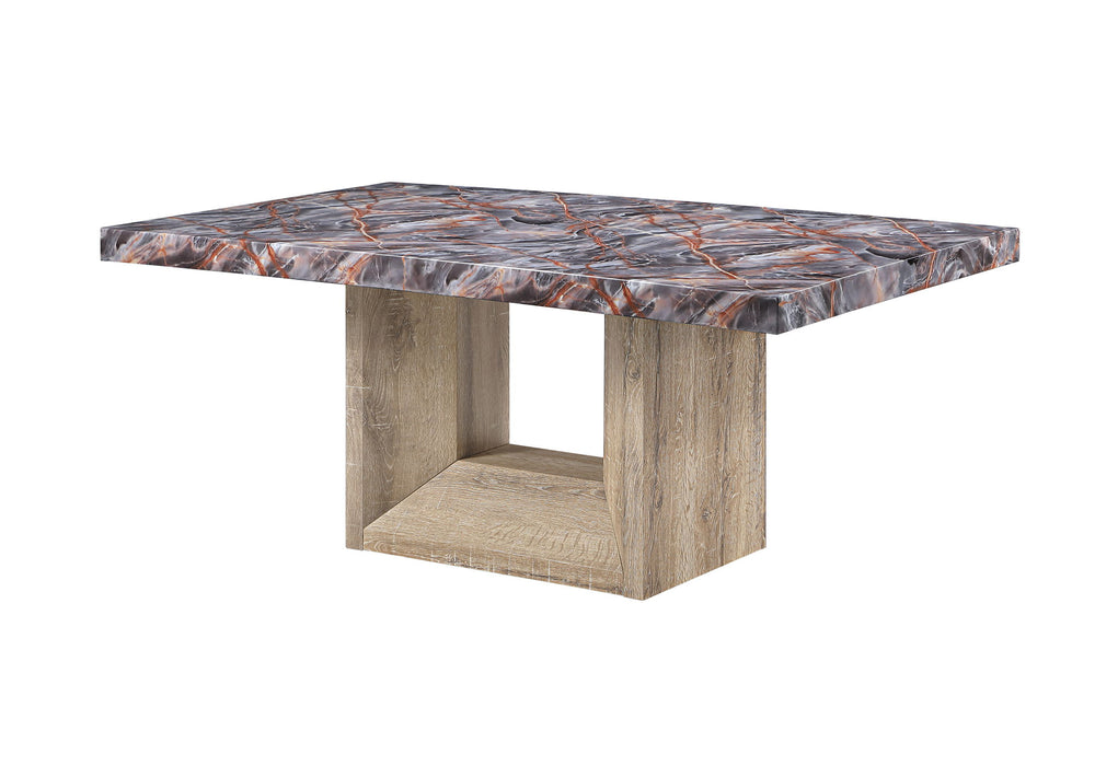 D02 - 5 Piece Dining Room Set (Dining Table, 4 Chairs) - Lava / Natural