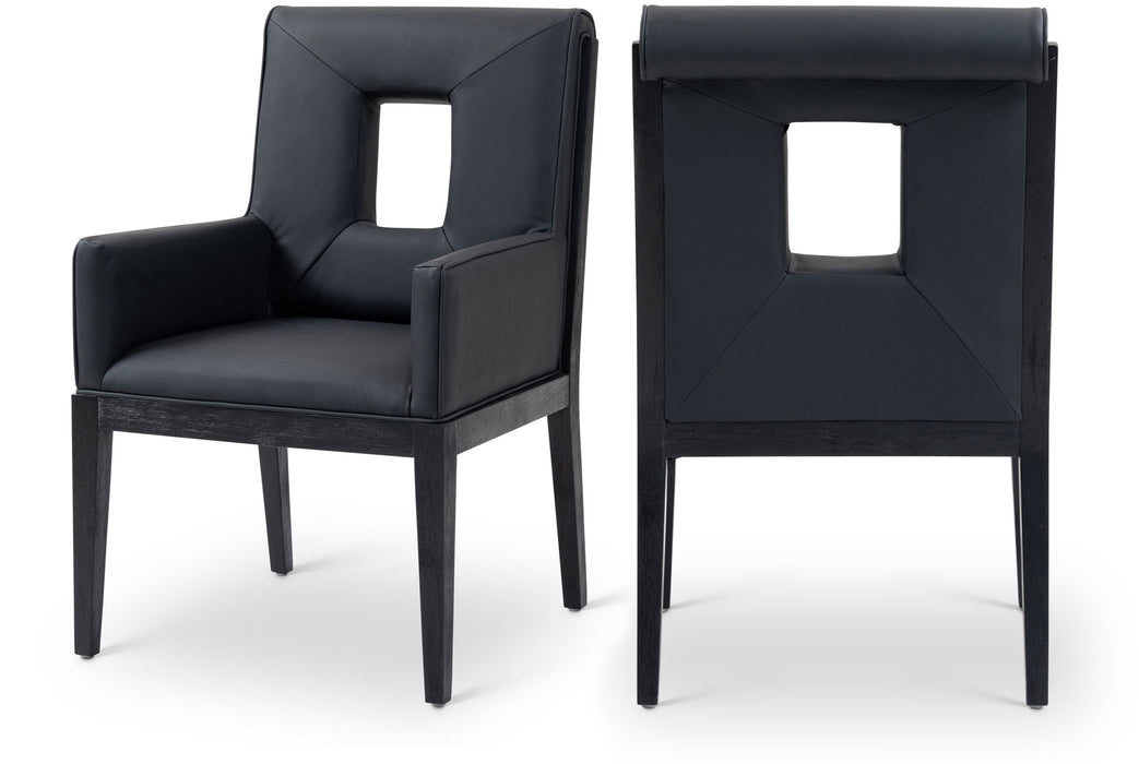 Gwendolyn - Faux Leather Dining Arm Chair With Black Frame