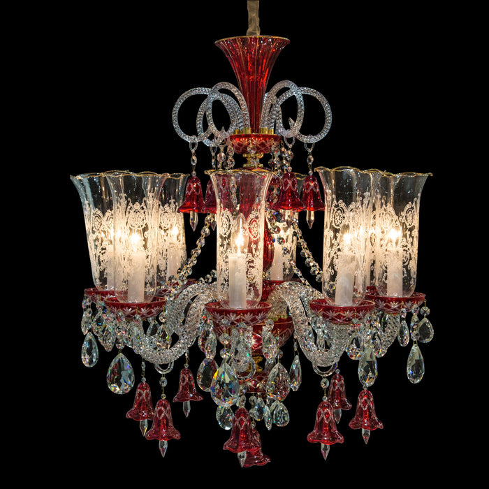 Michael Amini Lighting - Winter Palace 8-Light Traditional Crystal Chandelier - Ruby Red / Pearl Silver