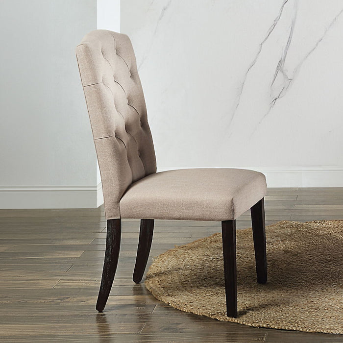 Gerardo - Side Chair Set of 2) - Beige Linen & Weathered Espresso