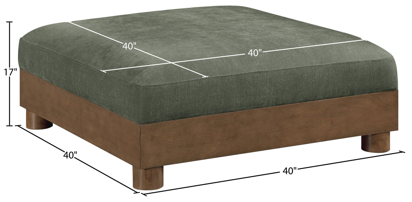Turin - Chenille Fabric Upholstered Modular Ottoman - Walnut Base