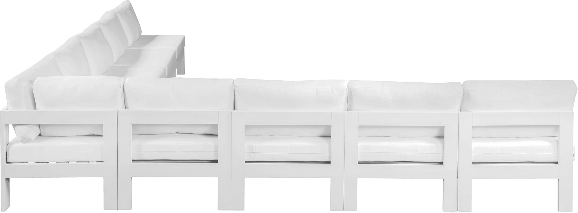 Nizuc - Outdoor Patio 9 Piece Modular Sectional With White Frame