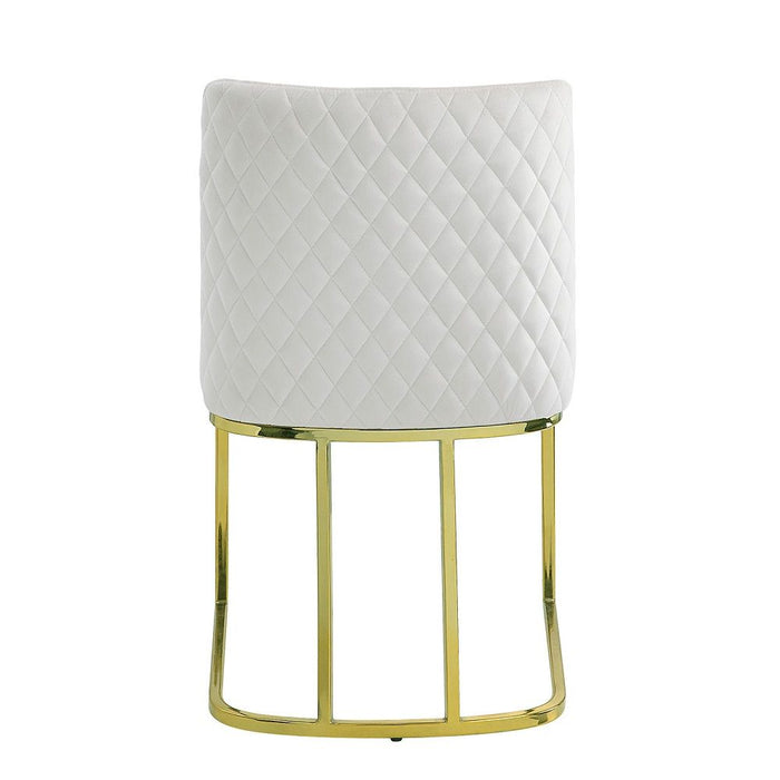 Zazie - Side Chair Set of 2) - White Velvet & Gold