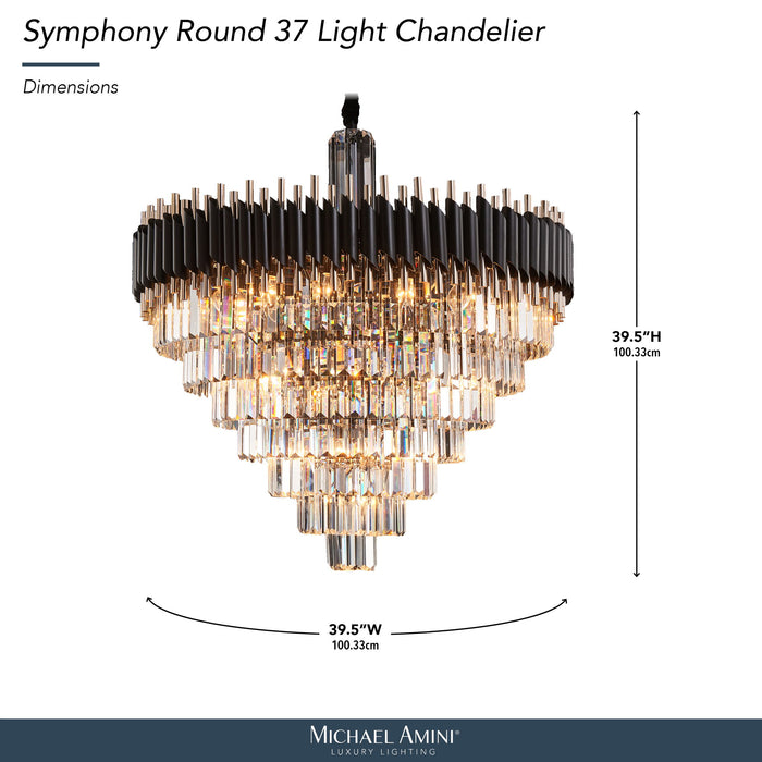 Michael Amini Lighting - Symphony Round 37-Light Crystal Chandelier - Black