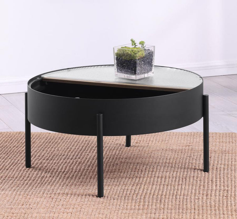Ozella - Round Table With Hidden Storage Sandy