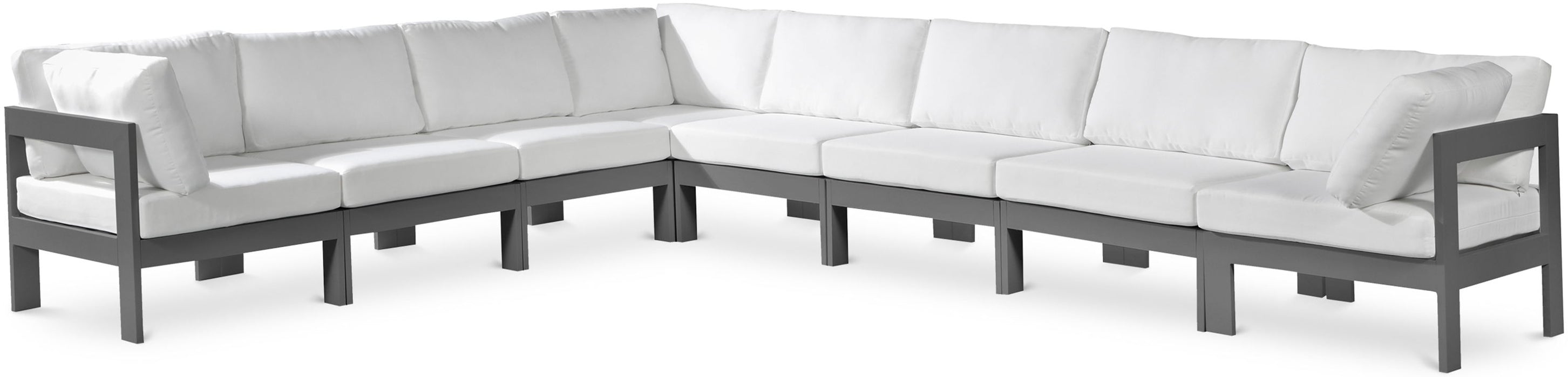Nizuc - Outdoor Patio 8 Piece Modular Sectional With Gray Frame