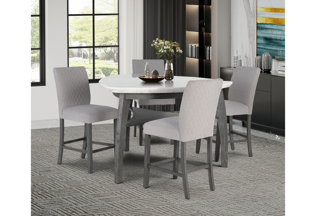 D8192 - 5 Piece Dining Room Set (Triangle Bar Table And Four Bar Stools) - Light Gray