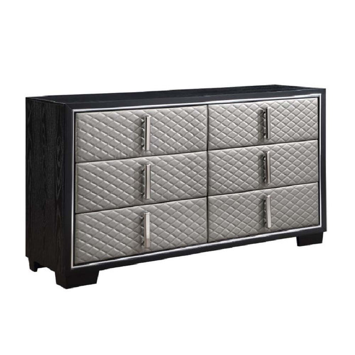 Nicola - Dresser - Silver Synthetic Leather & Black