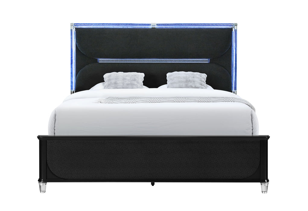 Lando - Queen Bed With Continuous LED - Black