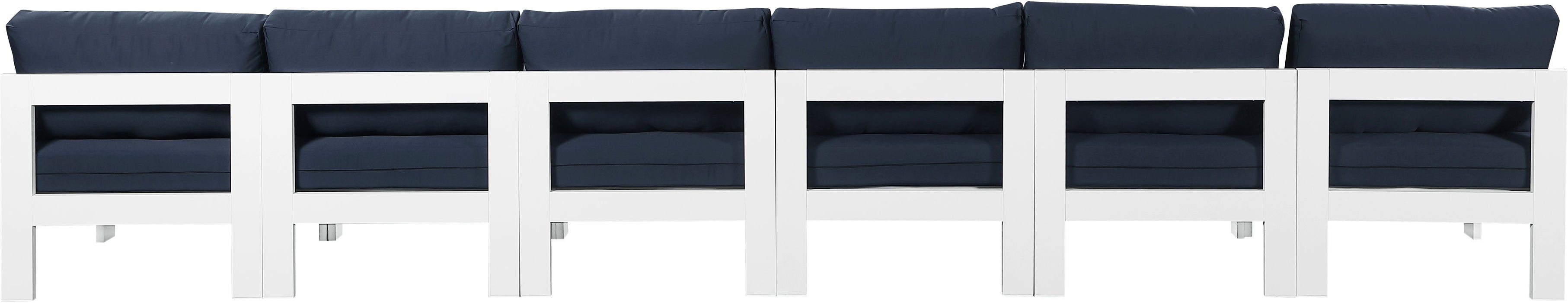 Nizuc - Outdoor Patio 6 Seat Armless Modular Sofa With White Frame