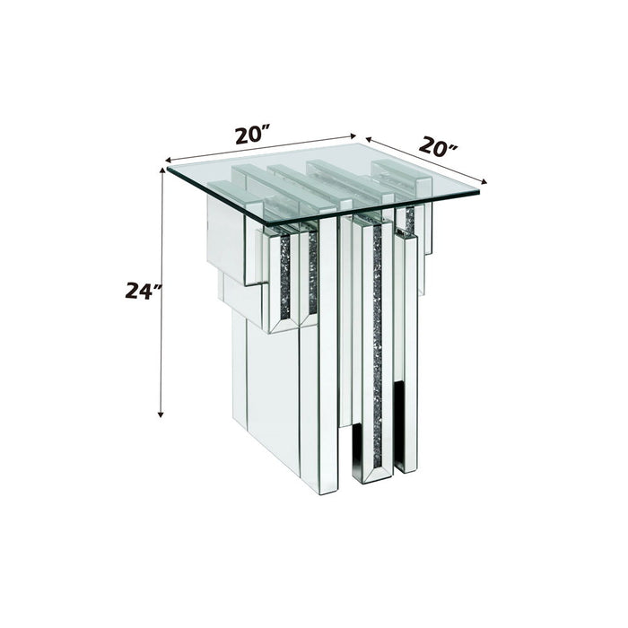Noralie - 20" End Table With Faux Diamonds - Mirrored