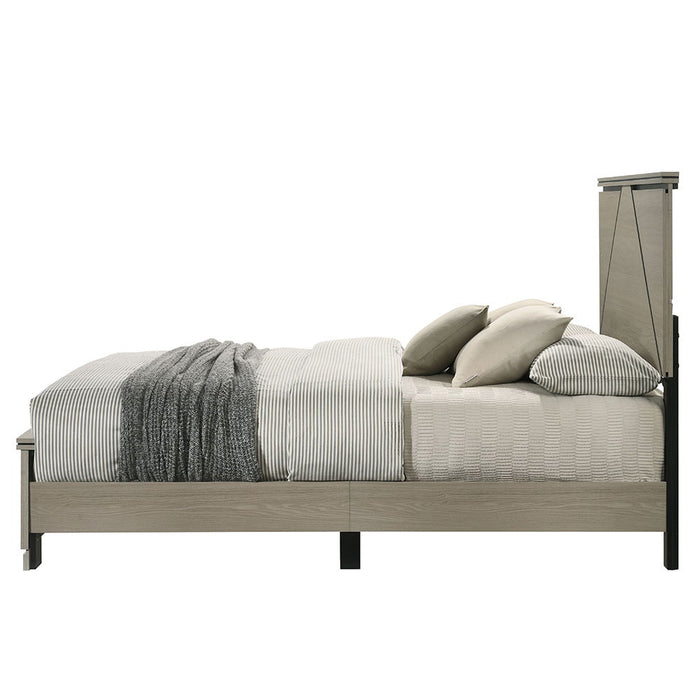 Joanna - Queen Bed With LED - Weathered Gray