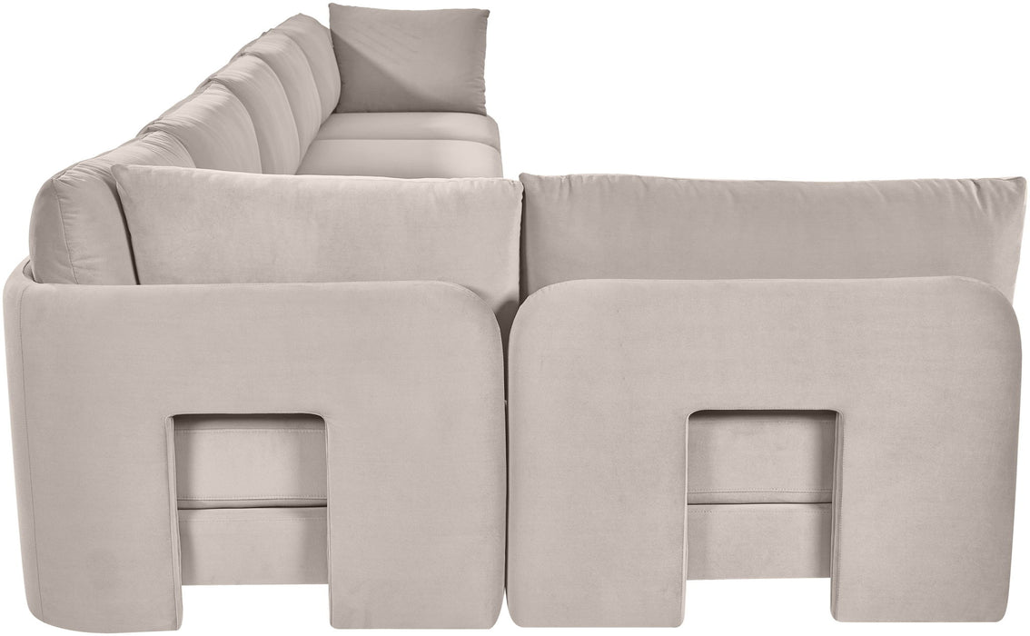 Hammond - Velvet Performance Fabric Upholstered 6 Piece L-Shaped Armless Sectional