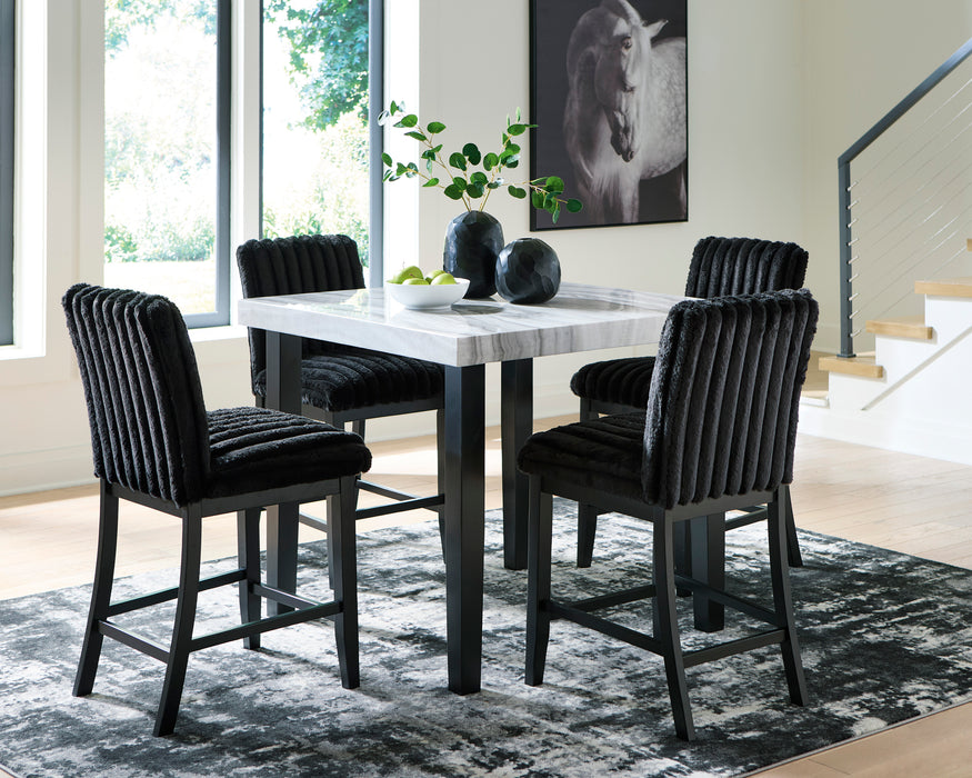 Mervannie Counter Height Dining Table and 4 Barstools