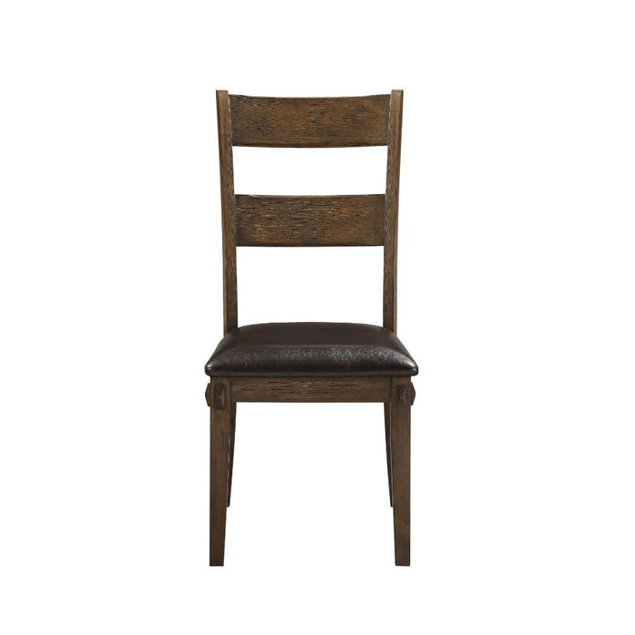 Nabirye - Side Chair Set of 2) - Esspresso Synthetic Leather & Dark Oak