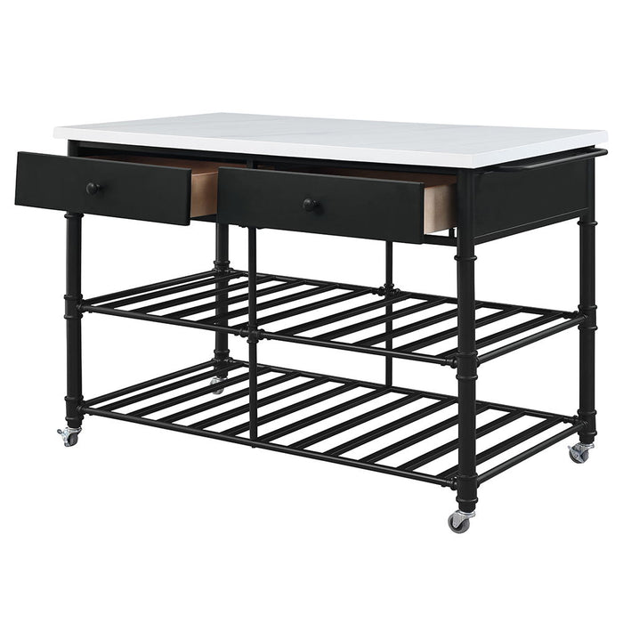 Emery - Kitchen Island - White Cultured Marble Top & Gray