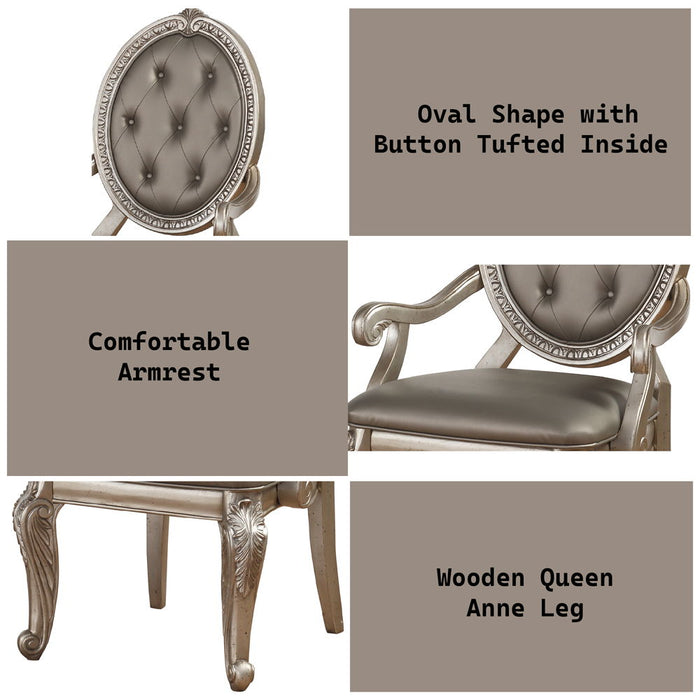 Northville - Arm Chair Set of 2) - Synthetic Leather & Antique Silver