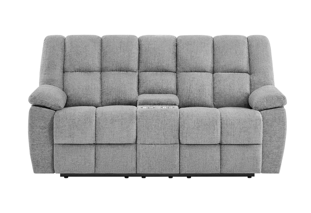 U6000 - 3 Piece Living Room Set (Reclining Sofa / Reclining Console Loveseat / Glider Recliner) - Smoke