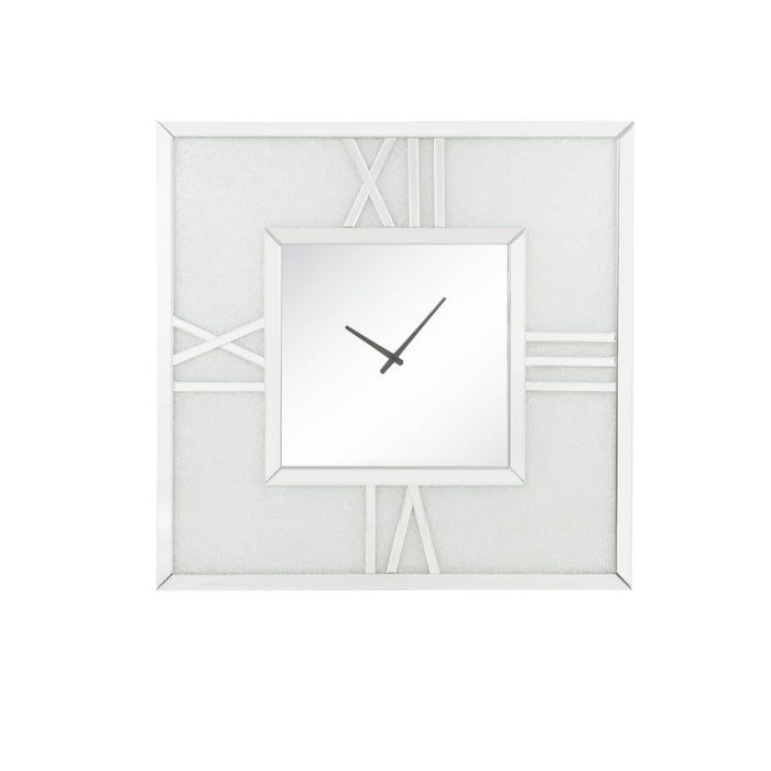 Noralie - Wall Clock With LED - Mirrored & Faux Diamonds