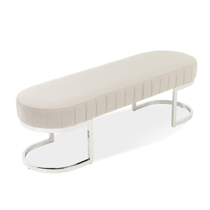 Signature Beds & Benches - Orchid Velvet Accent Bench - Gray / Chrome