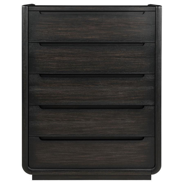 Leandro - 5-Drawer Bedroom Chest Of Drawers - Burnished Black