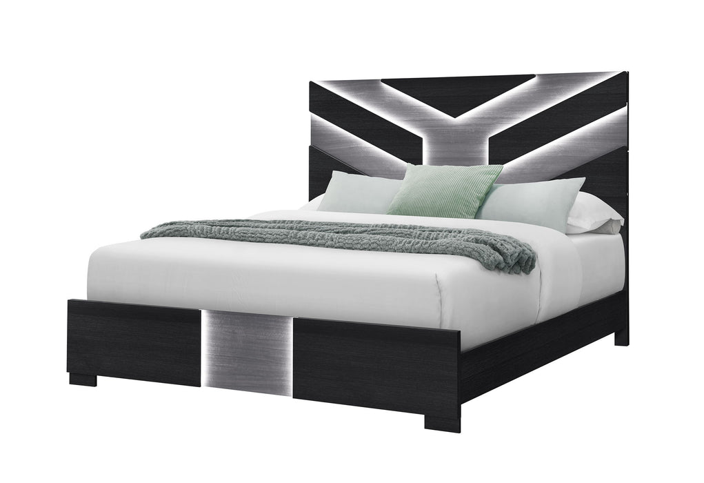 Optimus - Queen Bed With LED - Black