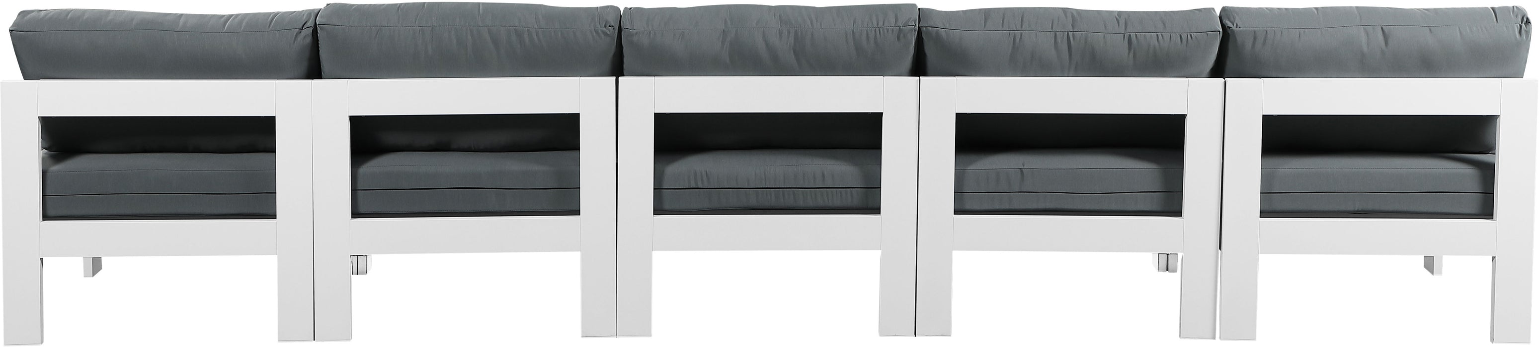 Nizuc - Outdoor Patio 5 Seat Modular Armless Sofa With White Frame