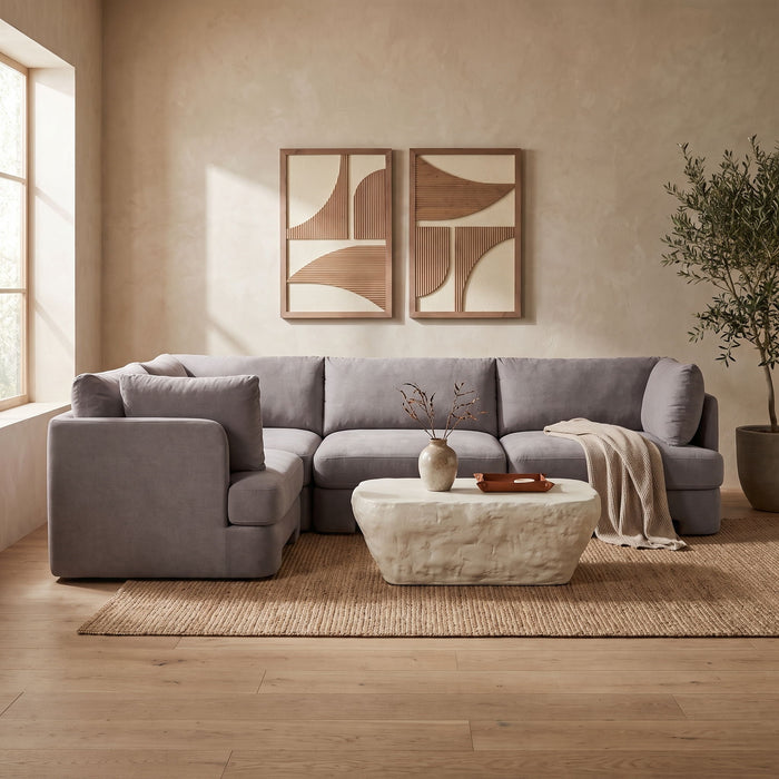 Hammond - Velvet Performance Fabric Upholstered 4 Piece Sectional