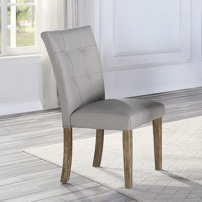 Charnell - Side Chair Set of 2) - Gray Synthetic Leather & Oak