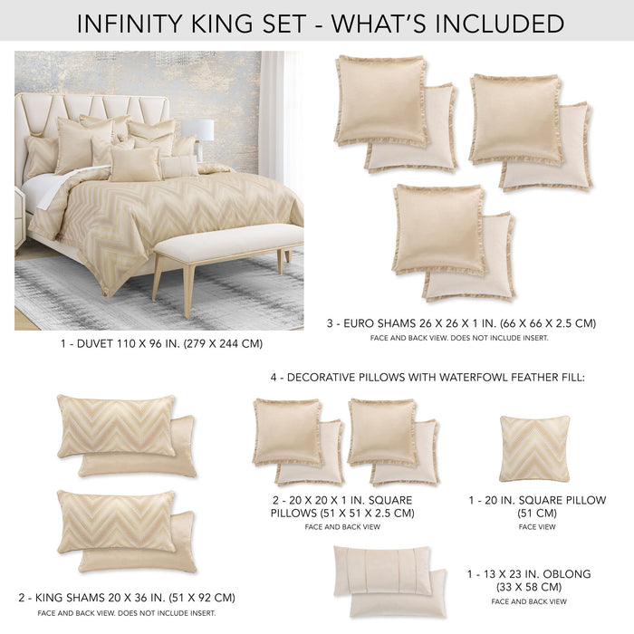 Infinity - 10-Piece King Duvet Set - Gold