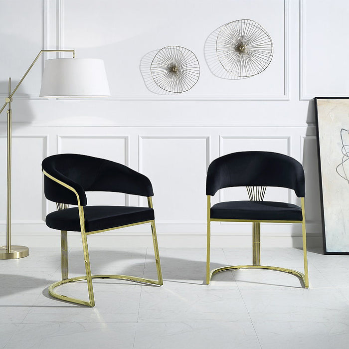 Fallon - Side Chair - Black Velvet & Mirrored Gold
